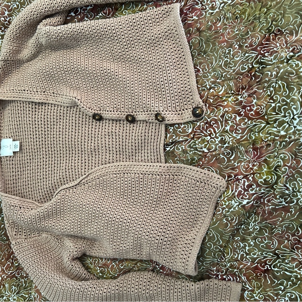 Joie Beige Open-Knit Button Cardigan